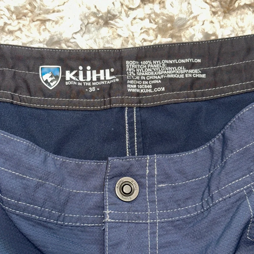 Kuhl Mens Navy Blue Stretch Hiking Shorts Size 38 Technical Outdoor Cargo